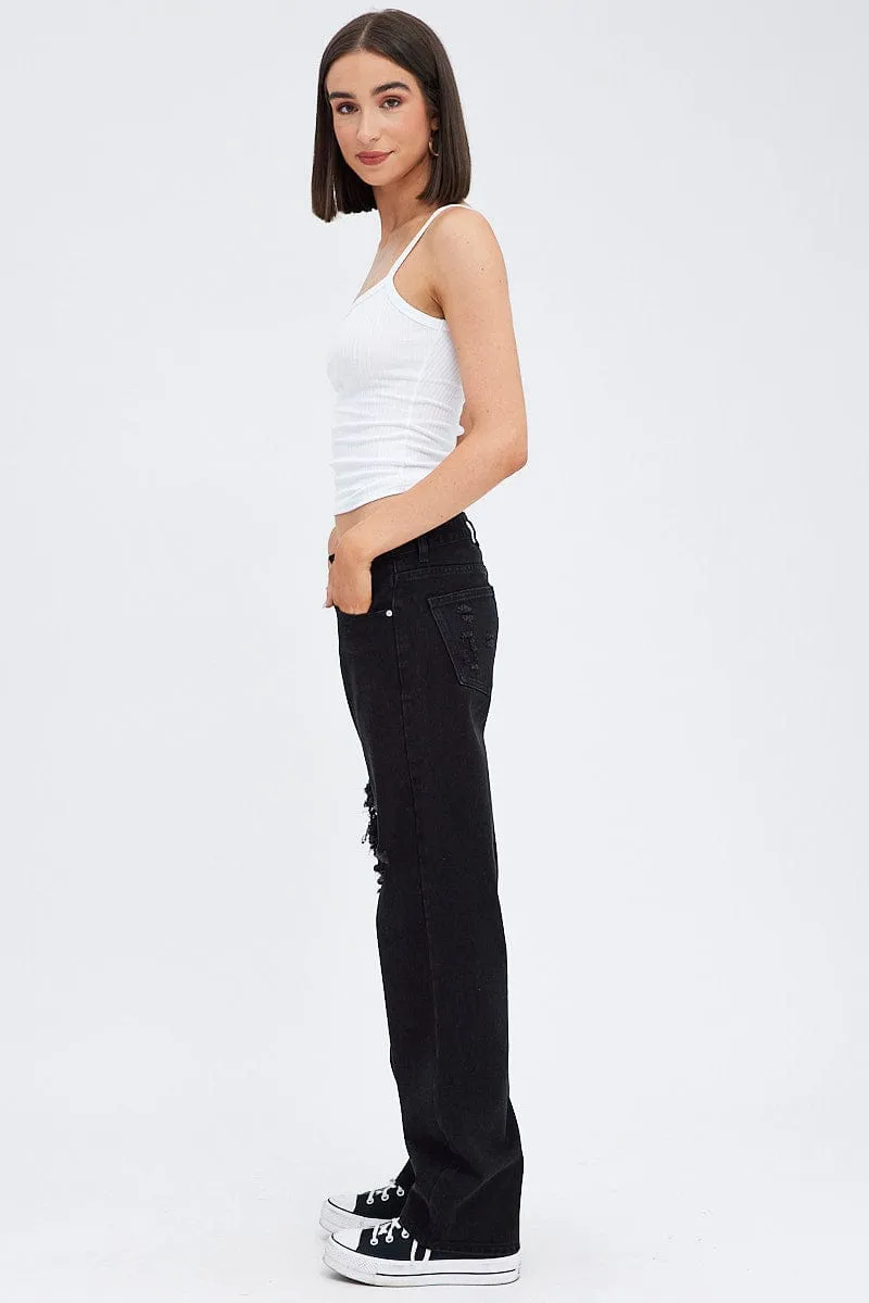 Black Straight Jeans Low Rise sold by Ally Fashion product image thumbnail 4