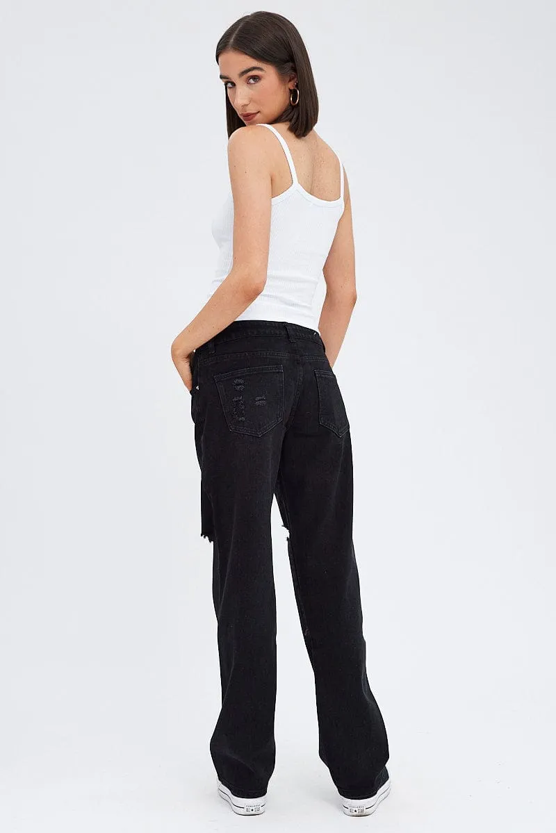 Black Straight Jeans Low Rise sold by Ally Fashion product image thumbnail 5