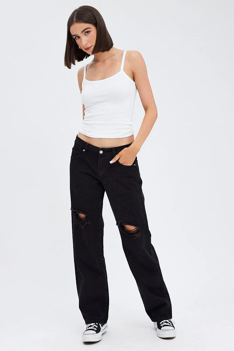 Black Straight Jeans Low Rise sold by Ally Fashion product image thumbnail 2