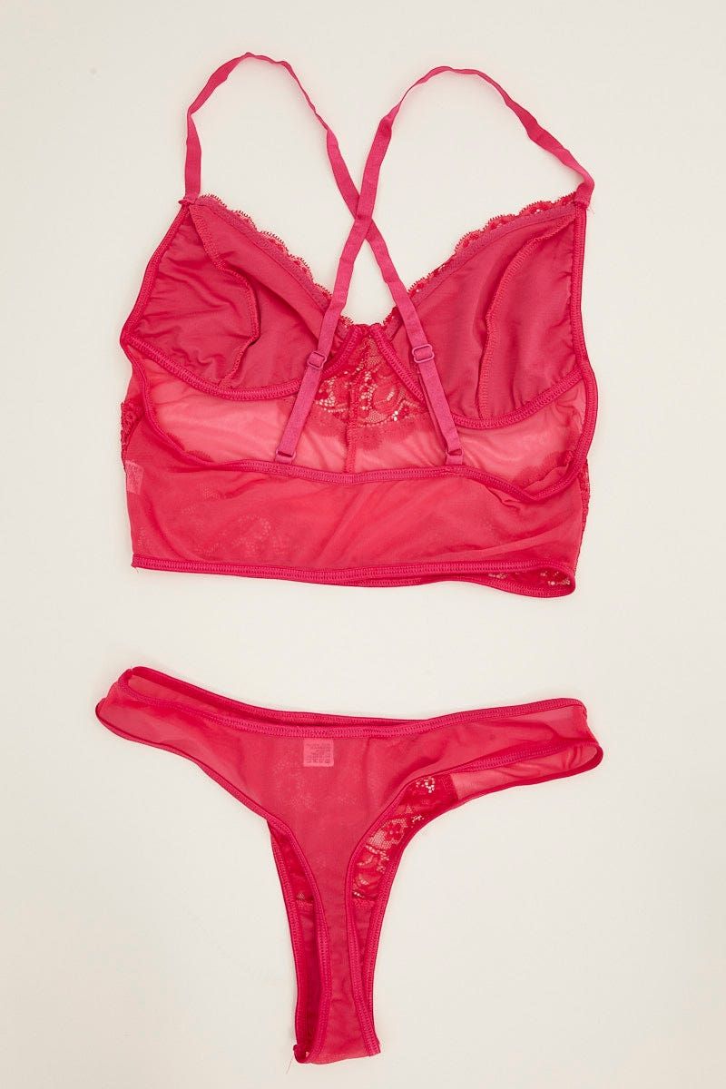 Pink Lace Underwire Lingerie Set sold by Ally Fashion product image thumbnail 3