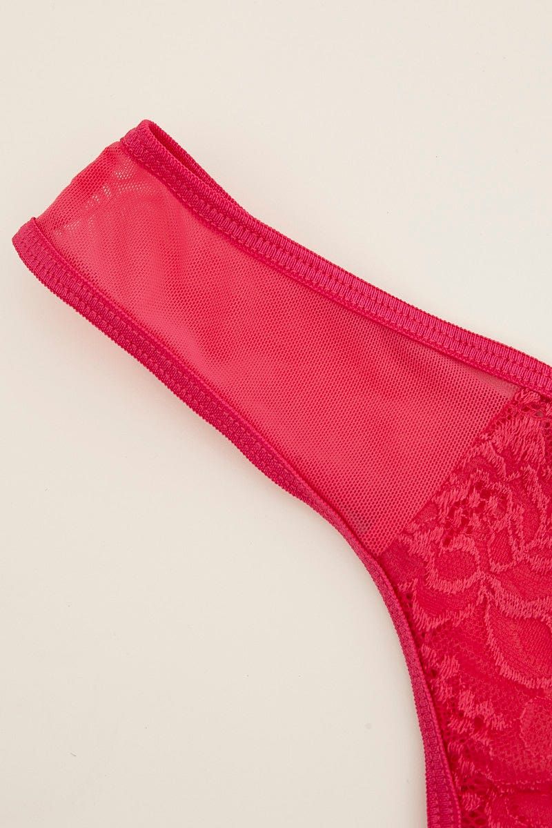 Pink Lace Underwire Lingerie Set sold by Ally Fashion product image thumbnail 4