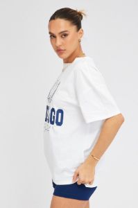 White Graphic tee Chicago Tennis Slogan Oversize t-shirt sold by Ally Fashion