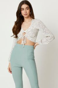 Polka Dot Keyhole Top sold by Ally Fashion