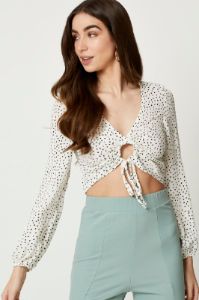 Polka Dot Keyhole Top sold by Ally Fashion