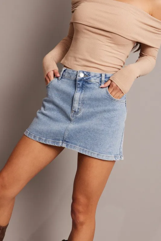 Blue Denim Skirt Mini sold by Ally Fashion
