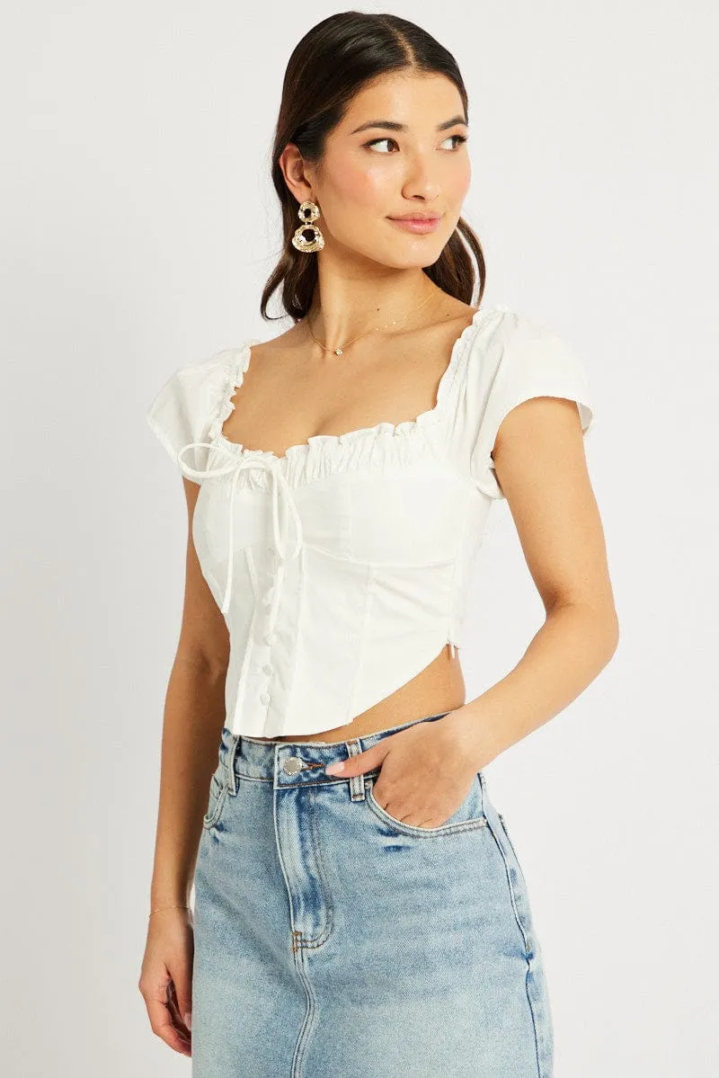 White Corset Top Short Sleeve sold by Ally Fashion product image thumbnail 4
