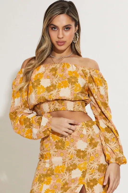 Print Crop Top Long Sleeve sold by Ally Fashion