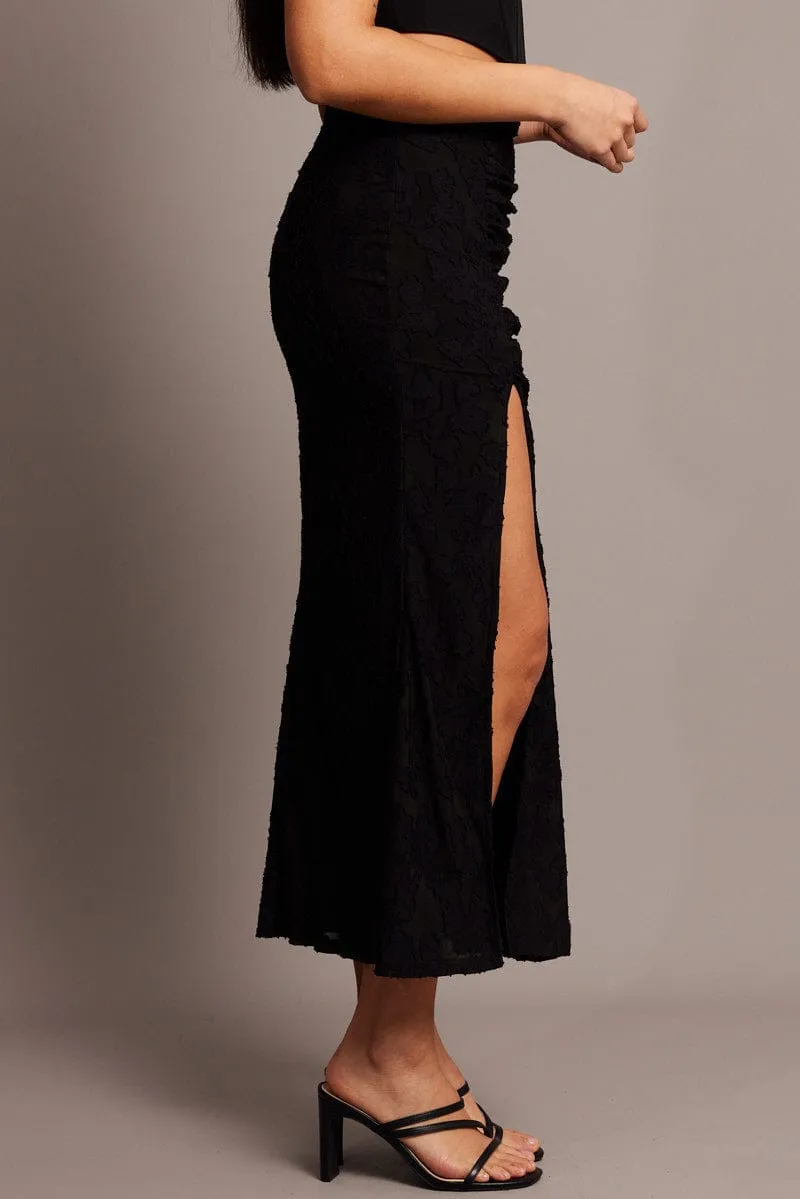 Black Midi Skirt Side Split Burnout sold by Ally Fashion product image thumbnail 4