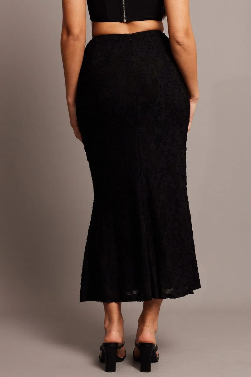 Black Midi Skirt Side Split Burnout sold by Ally Fashion product image thumbnail 5