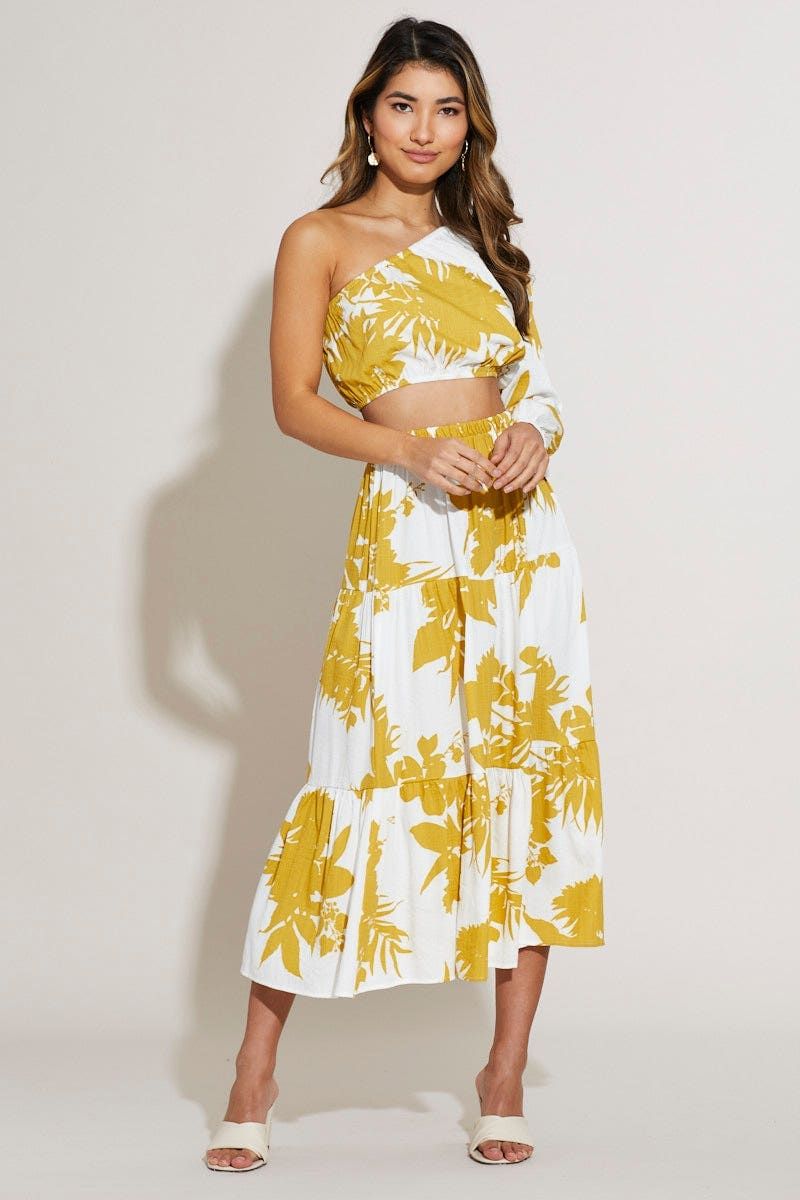 Print Crop Top One Shoulder Long Sleeve sold by Ally Fashion product image thumbnail 2