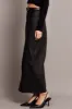 Black Midi Skirt High Rise Coated Fabric sold by Ally Fashion