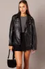 Black Jacket Long Sleeve Collared Faux Leather sold by Ally Fashion