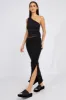 Black Midi Skirt High Rise Rib Jersey sold by Ally Fashion