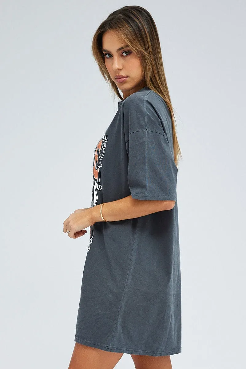 Black Tee Short Sleeve Round Neck Graphic Print sold by Ally Fashion product image thumbnail 4