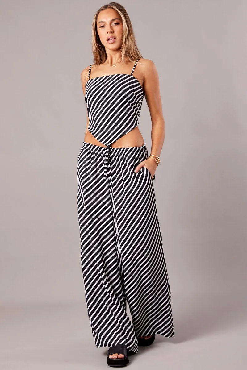 Black Stripe Crop Top Sleeveless Scarf Tie Back sold by Ally Fashion product image thumbnail 2