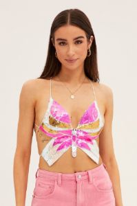 Multi Butterfly Crop Top Backless sold by Ally Fashion