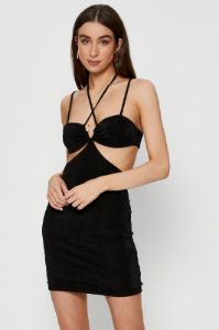 Black Mini Dress Halter Neck sold by Ally Fashion