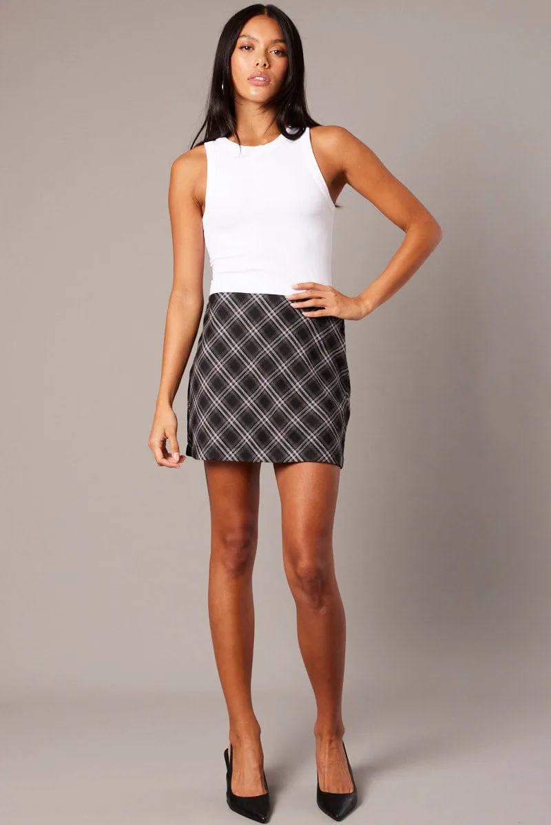 Black Check Mini Skirt High Rise sold by Ally Fashion product image thumbnail 2