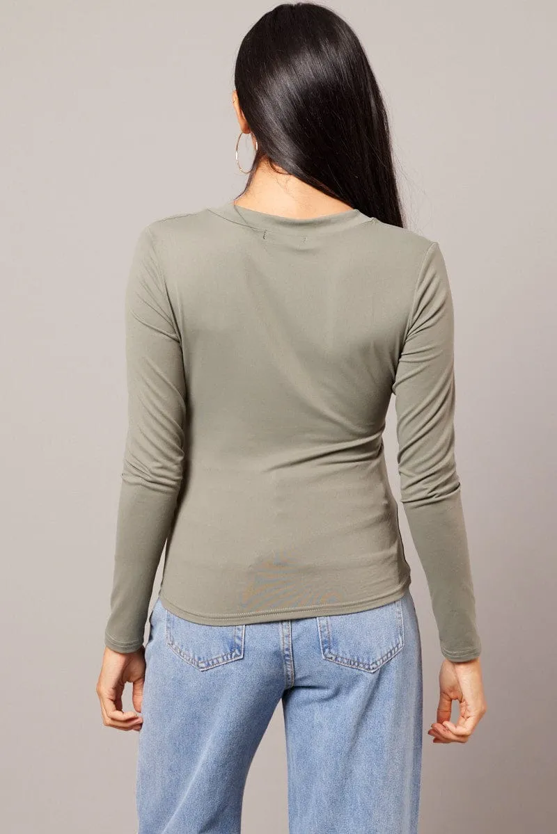 Green Supersoft Top V Neck Long Sleeve sold by Ally Fashion product image thumbnail 5