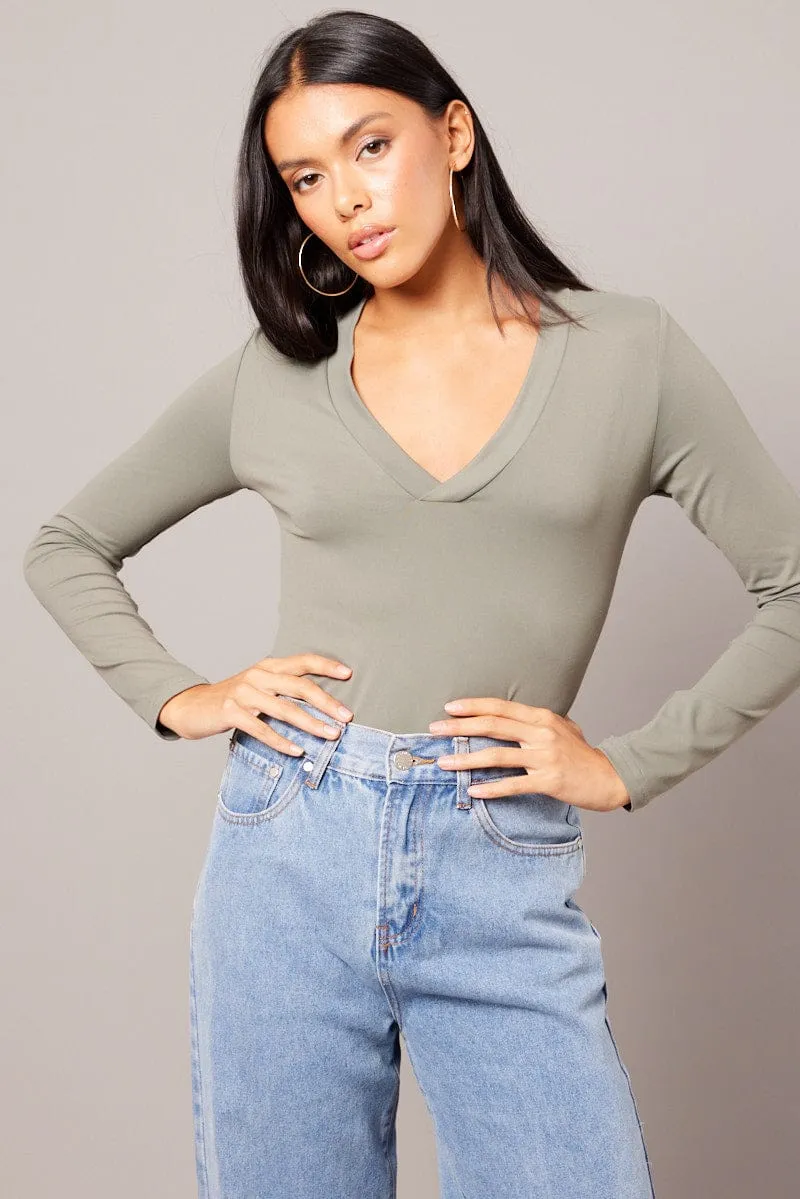 Green Supersoft Top V Neck Long Sleeve sold by Ally Fashion product image thumbnail 3