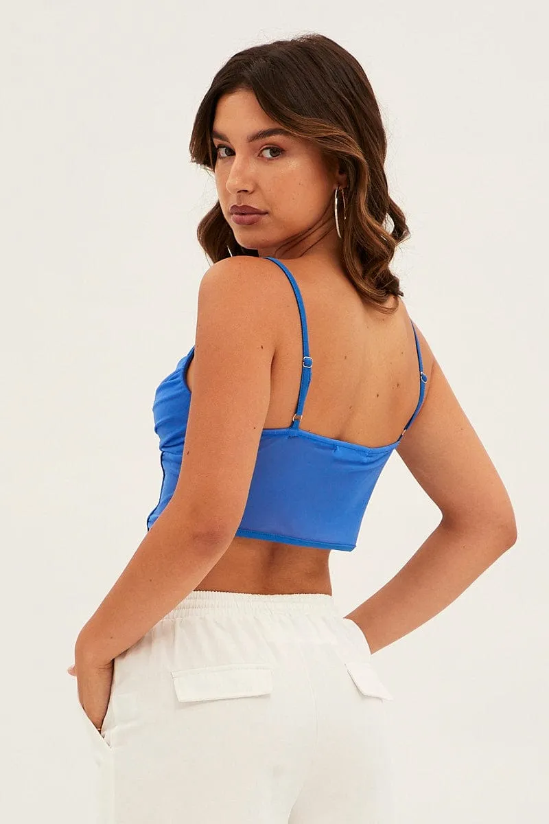 Blue Mesh Sleeveless Cami Top sold by Ally Fashion product image thumbnail 5