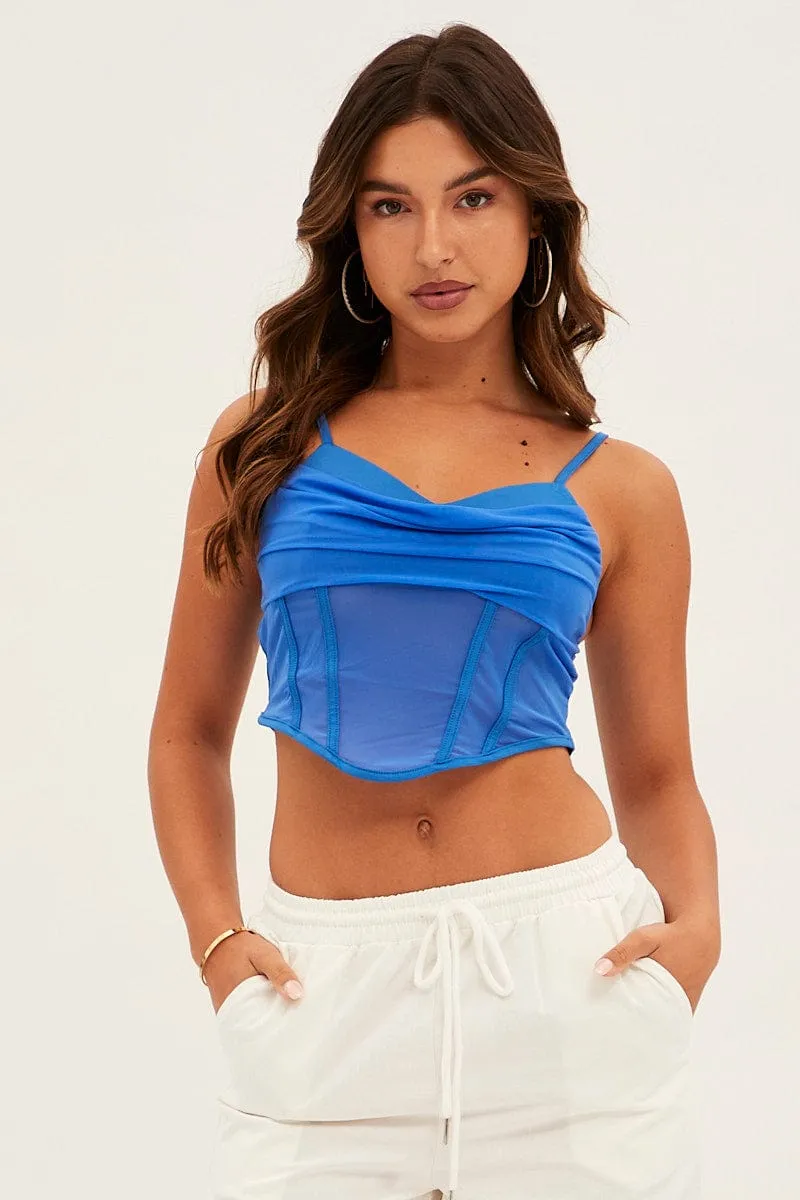 Blue Mesh Sleeveless Cami Top sold by Ally Fashion product image thumbnail 3