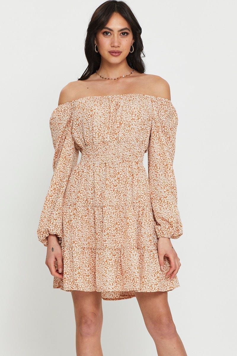 Print Mini Dress Long Sleeve sold by Ally Fashion