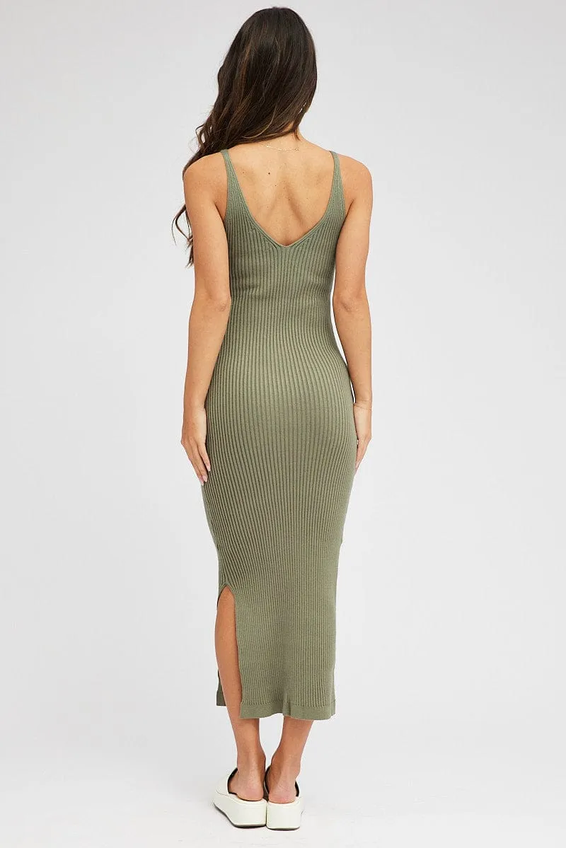 Green Knit Dress Sleeveless Midi sold by Ally Fashion product image thumbnail 5