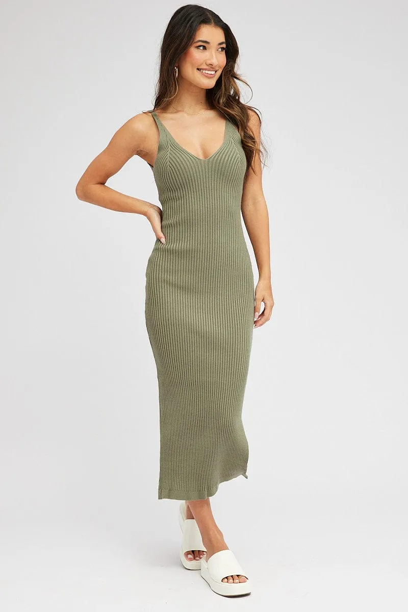 Green Knit Dress Sleeveless Midi sold by Ally Fashion product image thumbnail 3