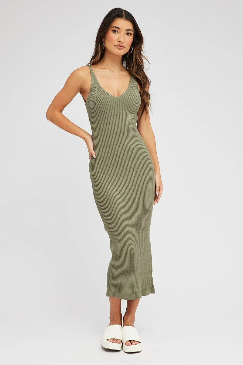 Green Knit Dress Sleeveless Midi sold by Ally Fashion