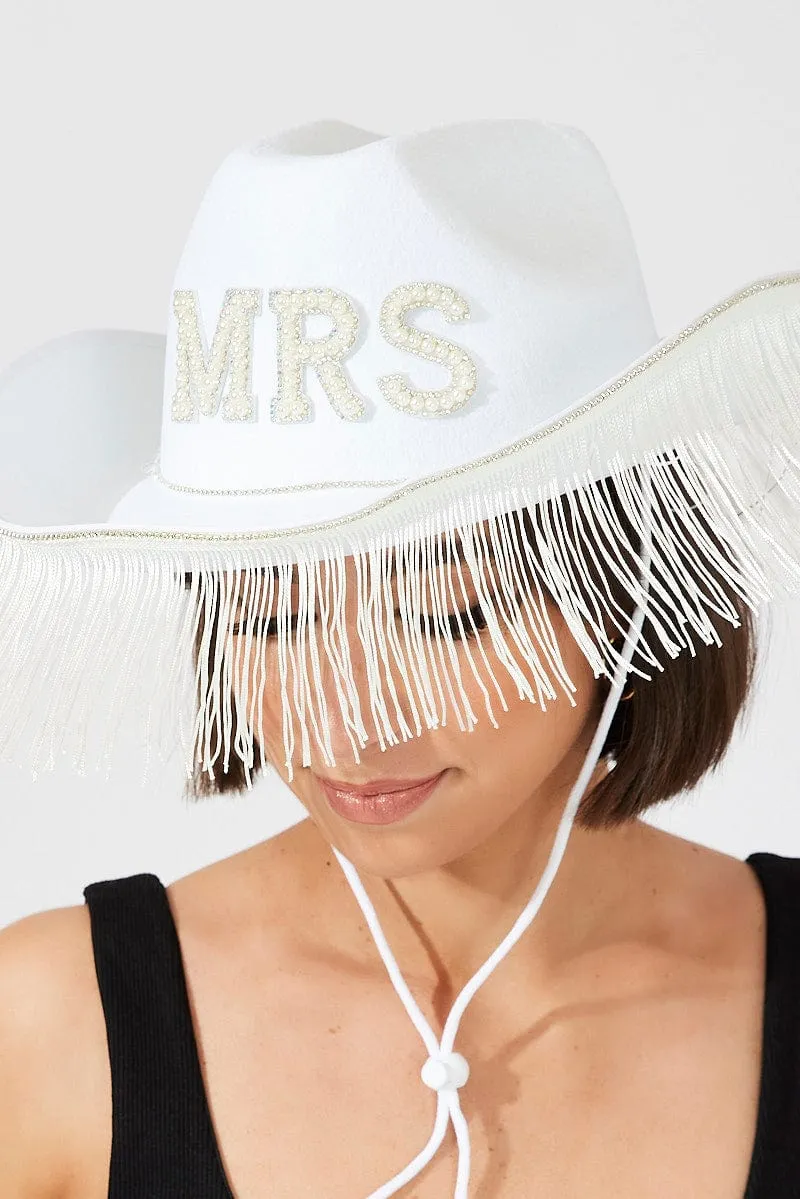 White MRS Hat With Tassel sold by Ally Fashion product image thumbnail 2