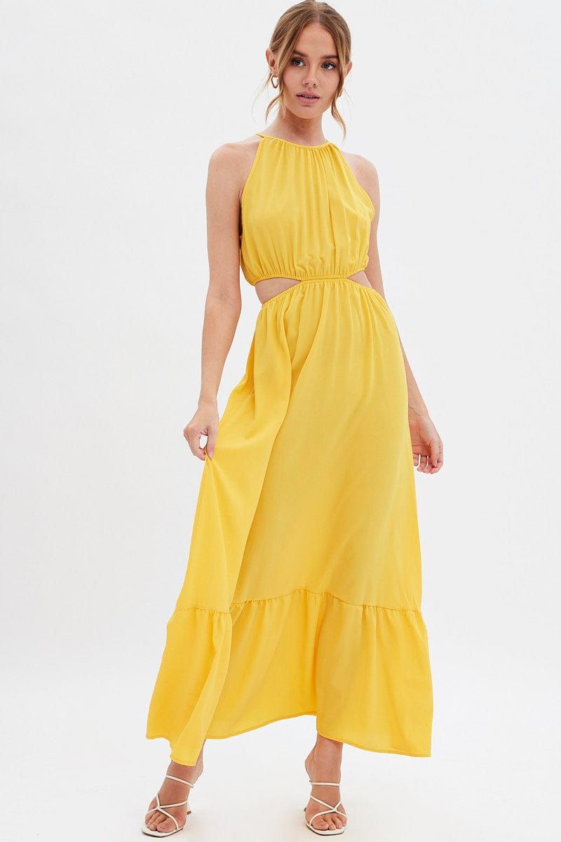 Orange Cutout Maxi Dress sold by Ally Fashion