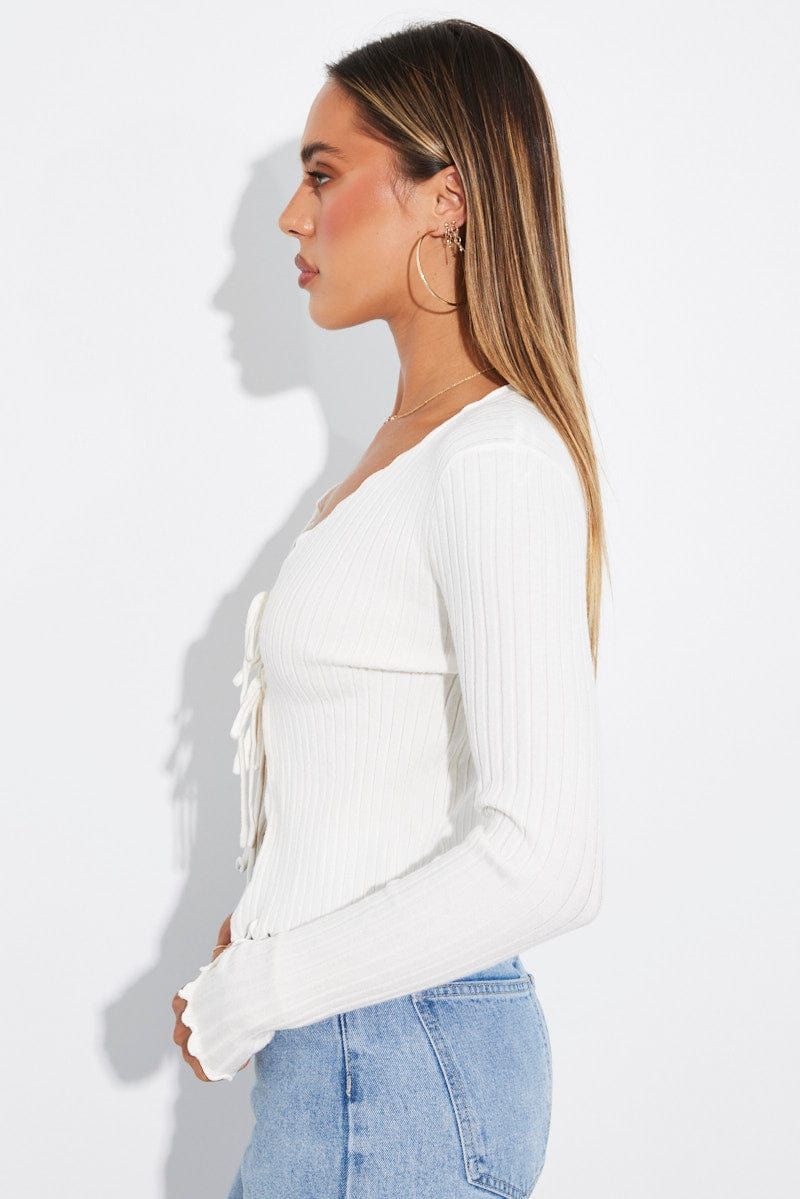 White Tie Up Cardigan Long Sleeve sold by Ally Fashion product image thumbnail 4
