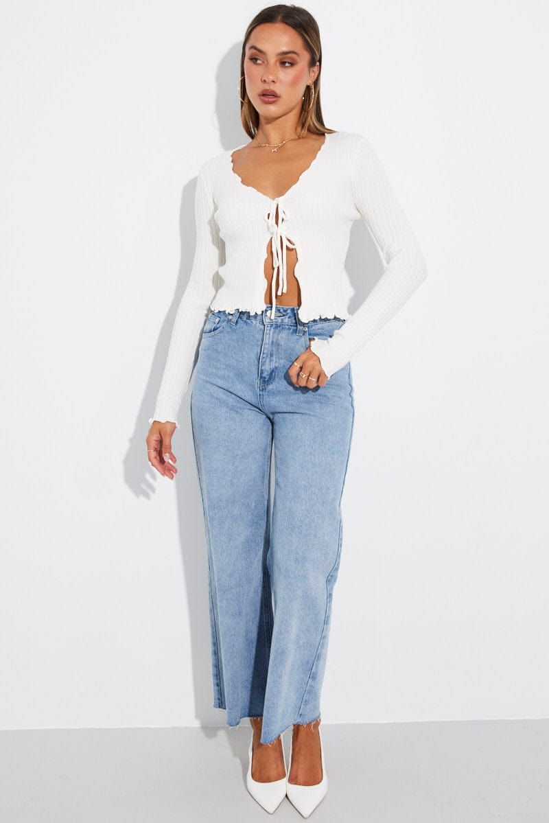 White Tie Up Cardigan Long Sleeve sold by Ally Fashion product image thumbnail 2