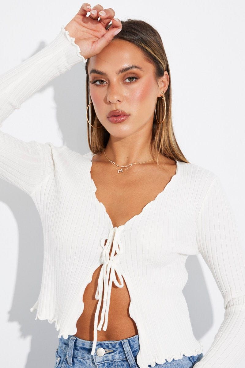 White Tie Up Cardigan Long Sleeve sold by Ally Fashion product image thumbnail 3