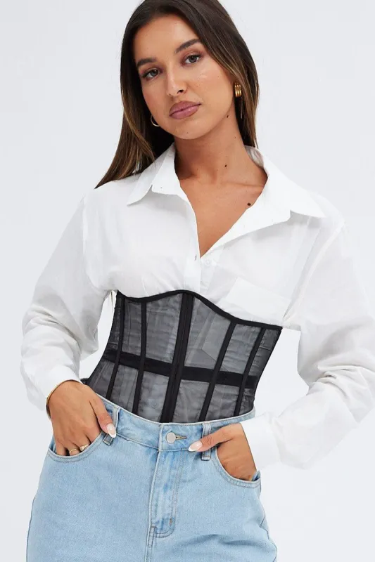 Black Mesh Waist Cinch Corset Belt sold by Ally Fashion