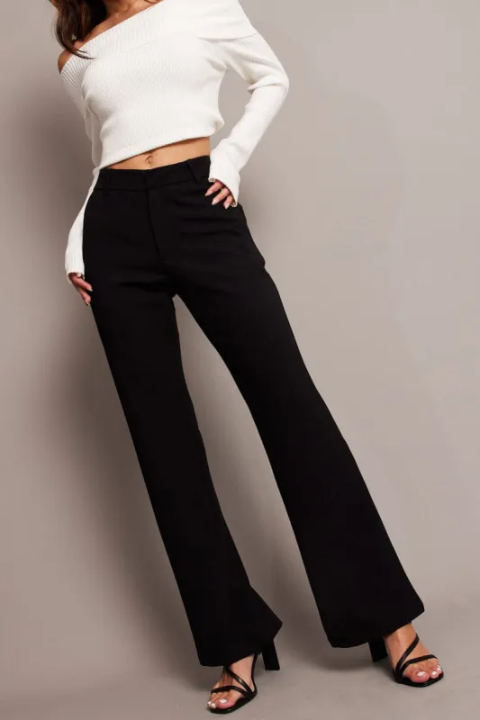 Black Flare Leg Pants Mid Rise sold by Ally Fashion