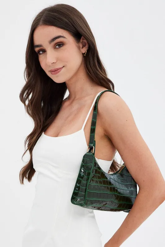 Green Croc Print Shoulder Bag sold by Ally Fashion