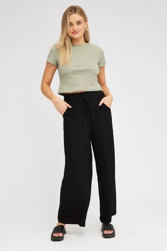 Black Wide Leg Pants High Rise sold by Ally Fashion
