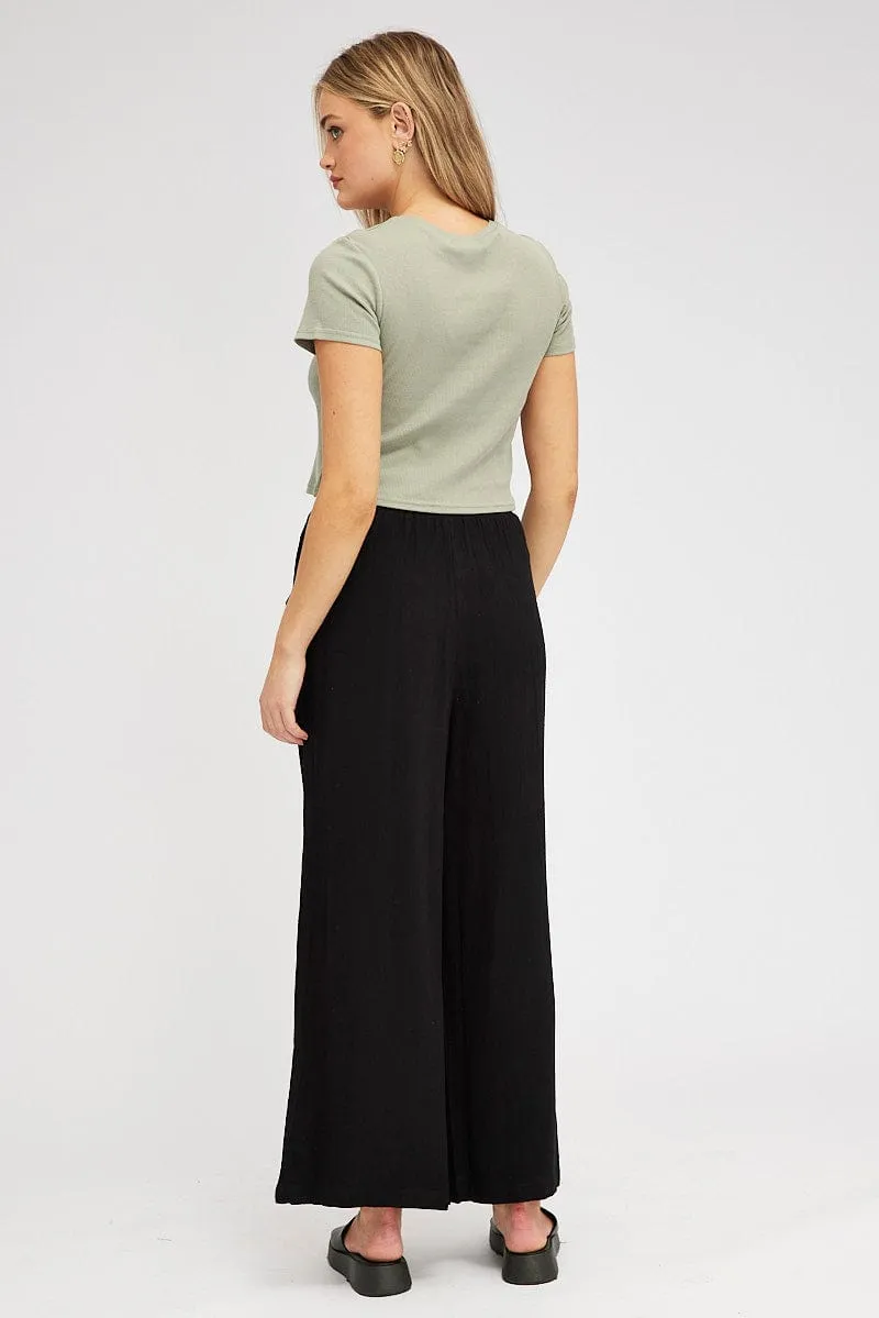 Black Wide Leg Pants High Rise sold by Ally Fashion product image thumbnail 5