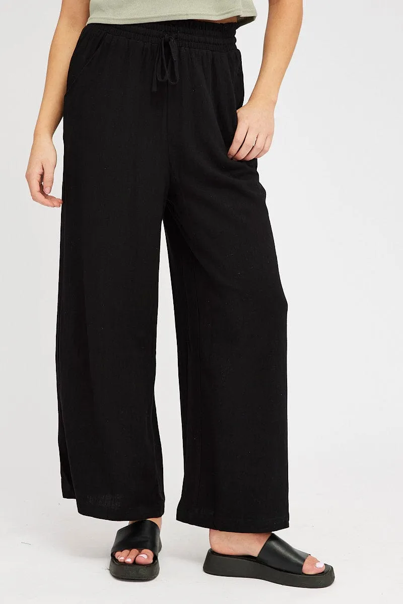 Black Wide Leg Pants High Rise sold by Ally Fashion product image thumbnail 2