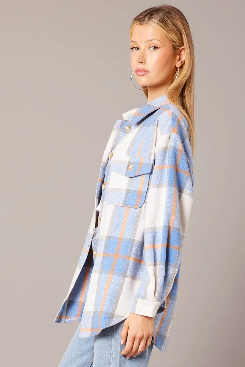 Blue Check Relaxed Shirt Long Sleeve sold by Ally Fashion product image thumbnail 4