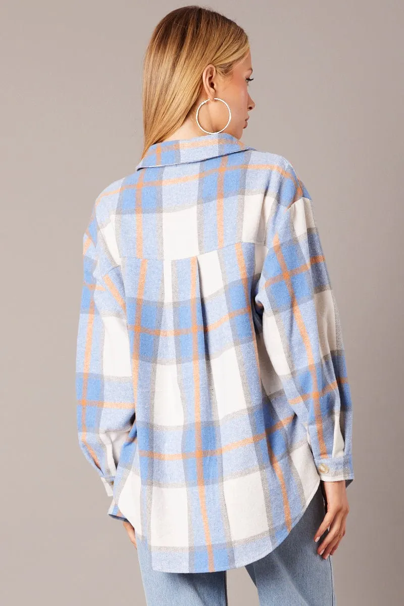 Blue Check Relaxed Shirt Long Sleeve sold by Ally Fashion product image thumbnail 5