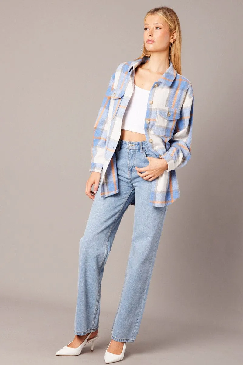 Blue Check Relaxed Shirt Long Sleeve sold by Ally Fashion product image thumbnail 2