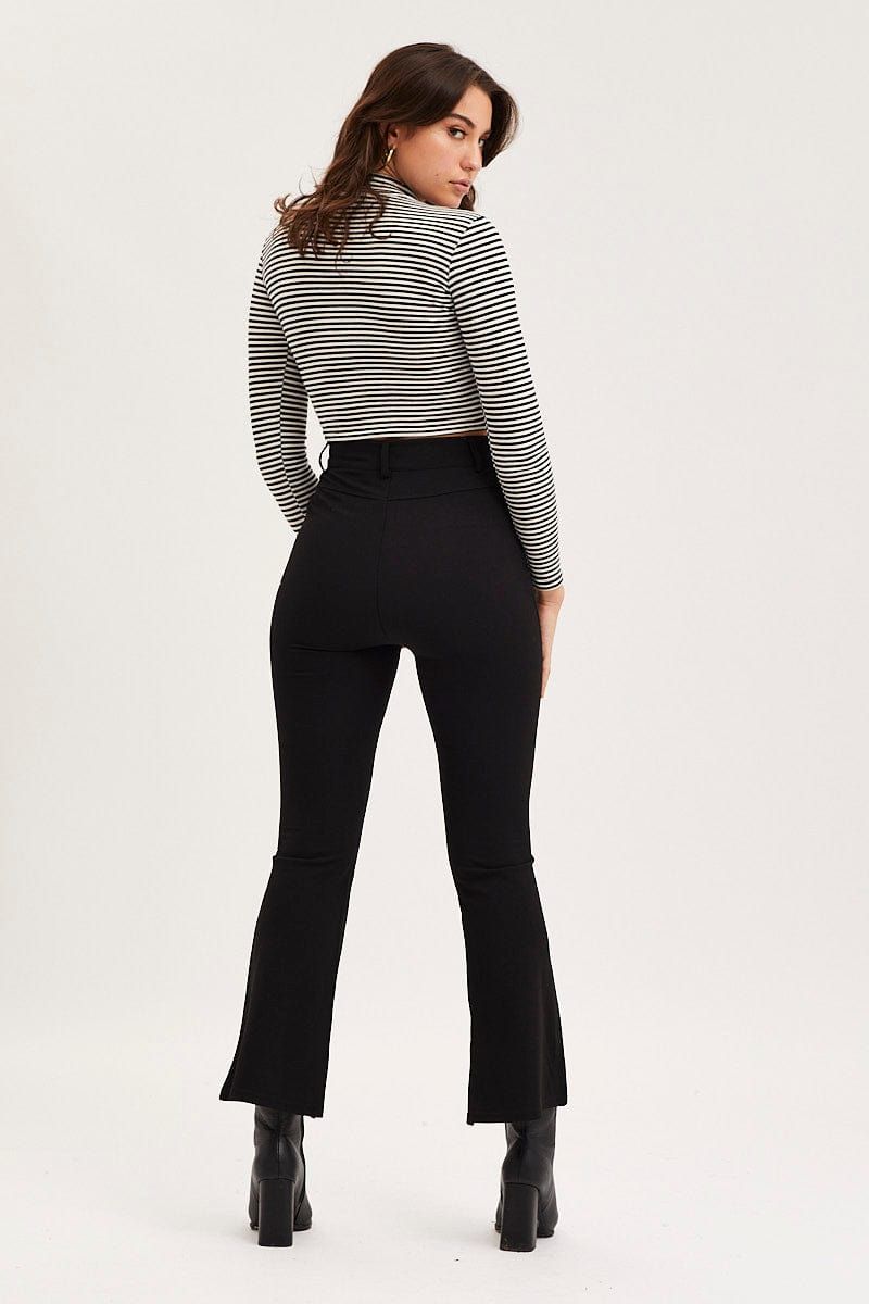 Black Flare Leg Pants High Rise Stretch sold by Ally Fashion product image thumbnail 5