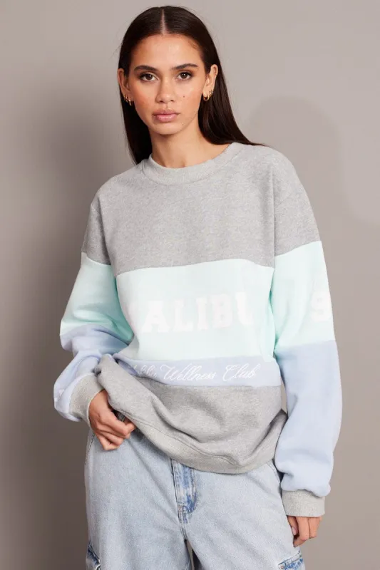 Blue Graphic Sweater Long Sleeve sold by Ally Fashion