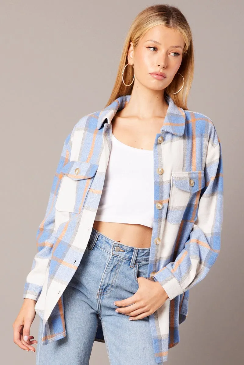 Blue Check Relaxed Shirt Long Sleeve sold by Ally Fashion product image thumbnail 3