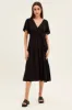 Black Tie Waist Tiered Midi Dress sold by Ally Fashion