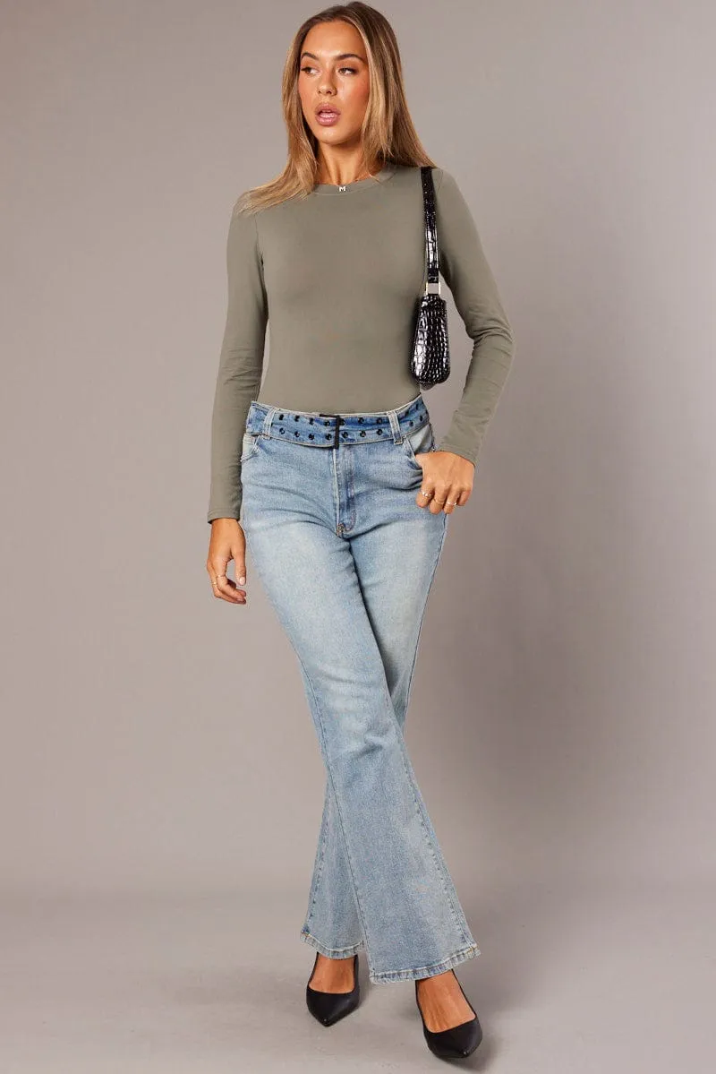 Green Supersoft Bodysuit Long Sleeve sold by Ally Fashion product image thumbnail 2