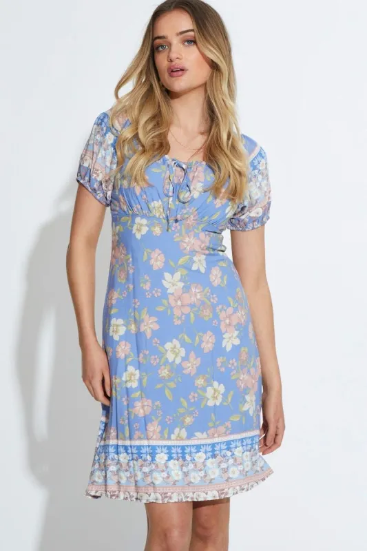 Boho Print Mini Dress Short Sleeve sold by Ally Fashion
